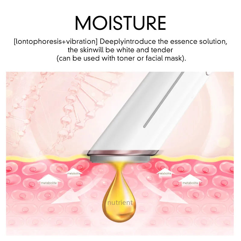 Skin moisture device using iontophoresis and vibration to deliver nutrients into skin layers